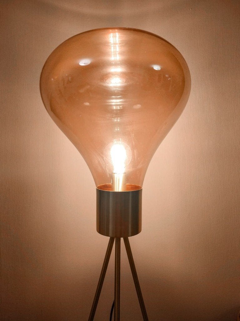 DESIGN VLOERLAMP Oversized Peer Glas + Messing Driepoot, Ophalen, Modern/speels, Zo goed als nieuw, Glas