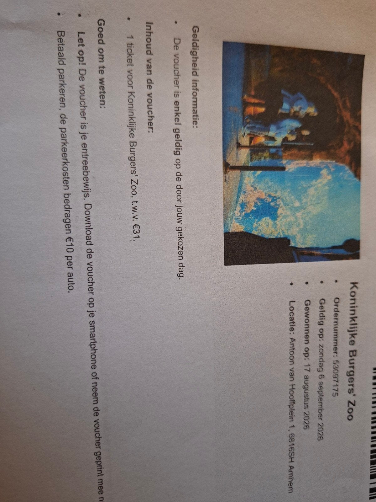 2 toegangs kaarten burgers zoo, Tickets en Kaartjes, Drie personen of meer, Ticket of Toegangskaart