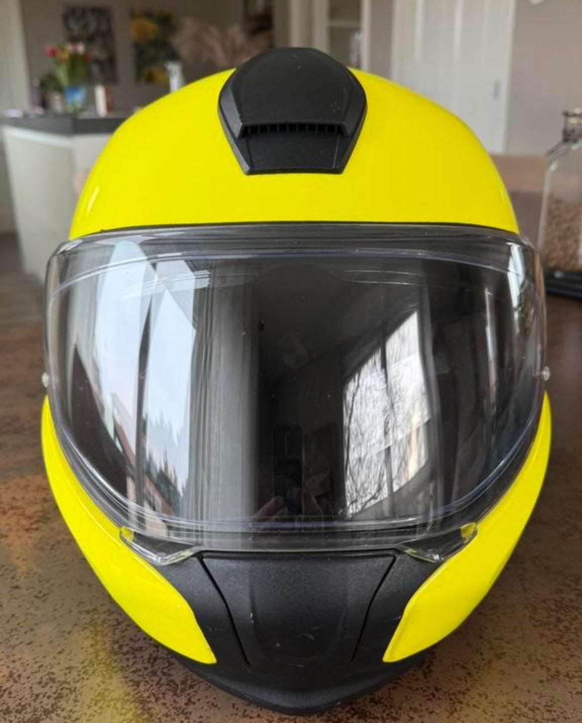 BMW Systeemhelm met Intercom - Geel, Compleet, Motoren, Ophalen of Verzenden, Tweedehands, Systeemhelm, Overige merken