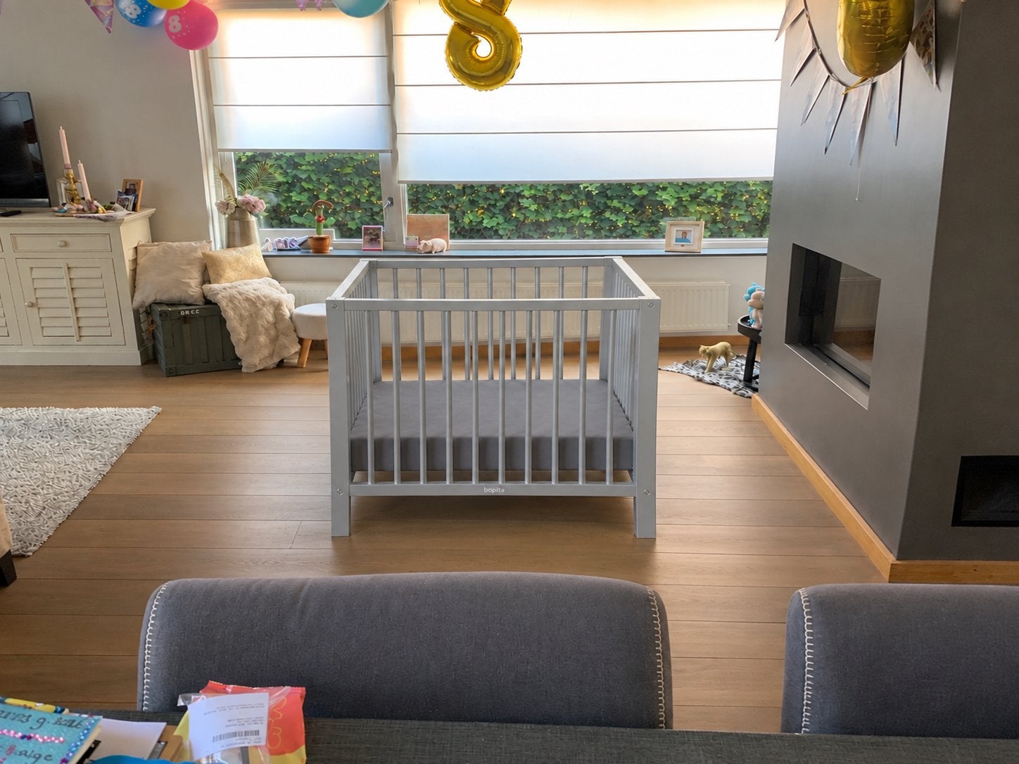 Bopita baby box in zilverkleur, Kinderen en Baby's, Ophalen, Gebruikt, Vierkant, In hoogte verstelbaar