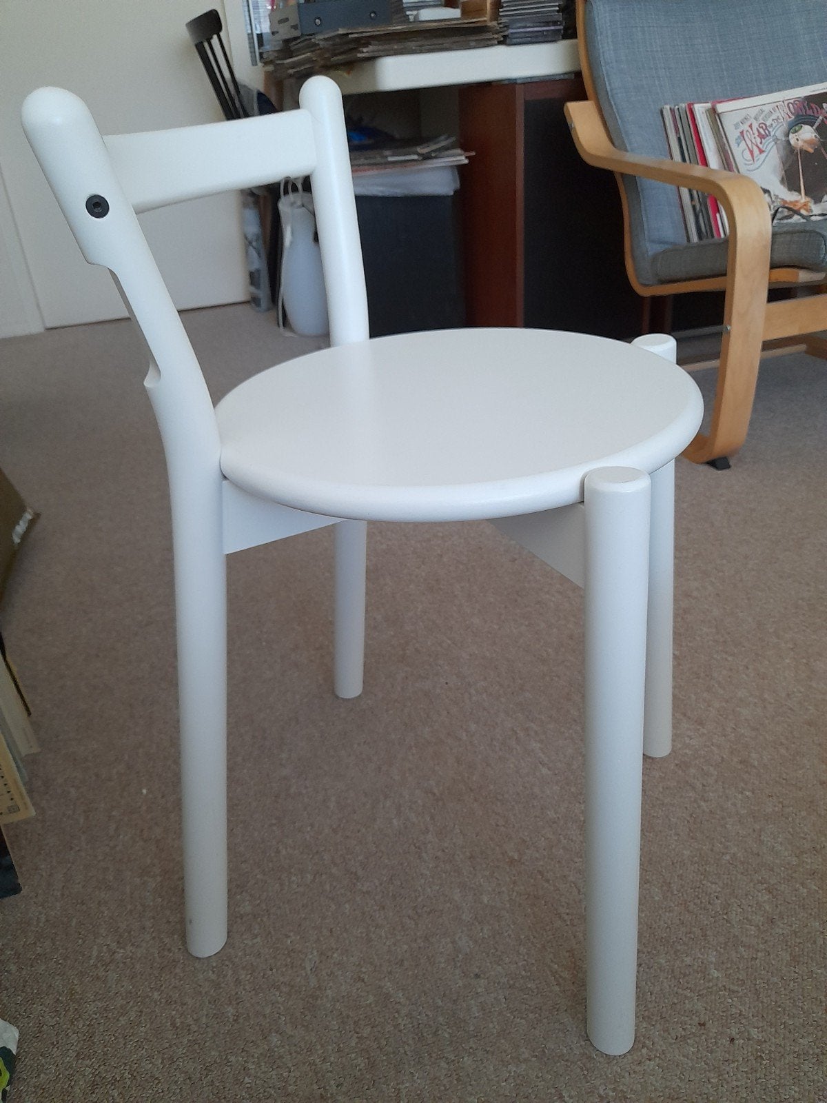 Witte hout krukje Ikea (2X) - zgan, Ophalen, Zo goed als nieuw, Hout