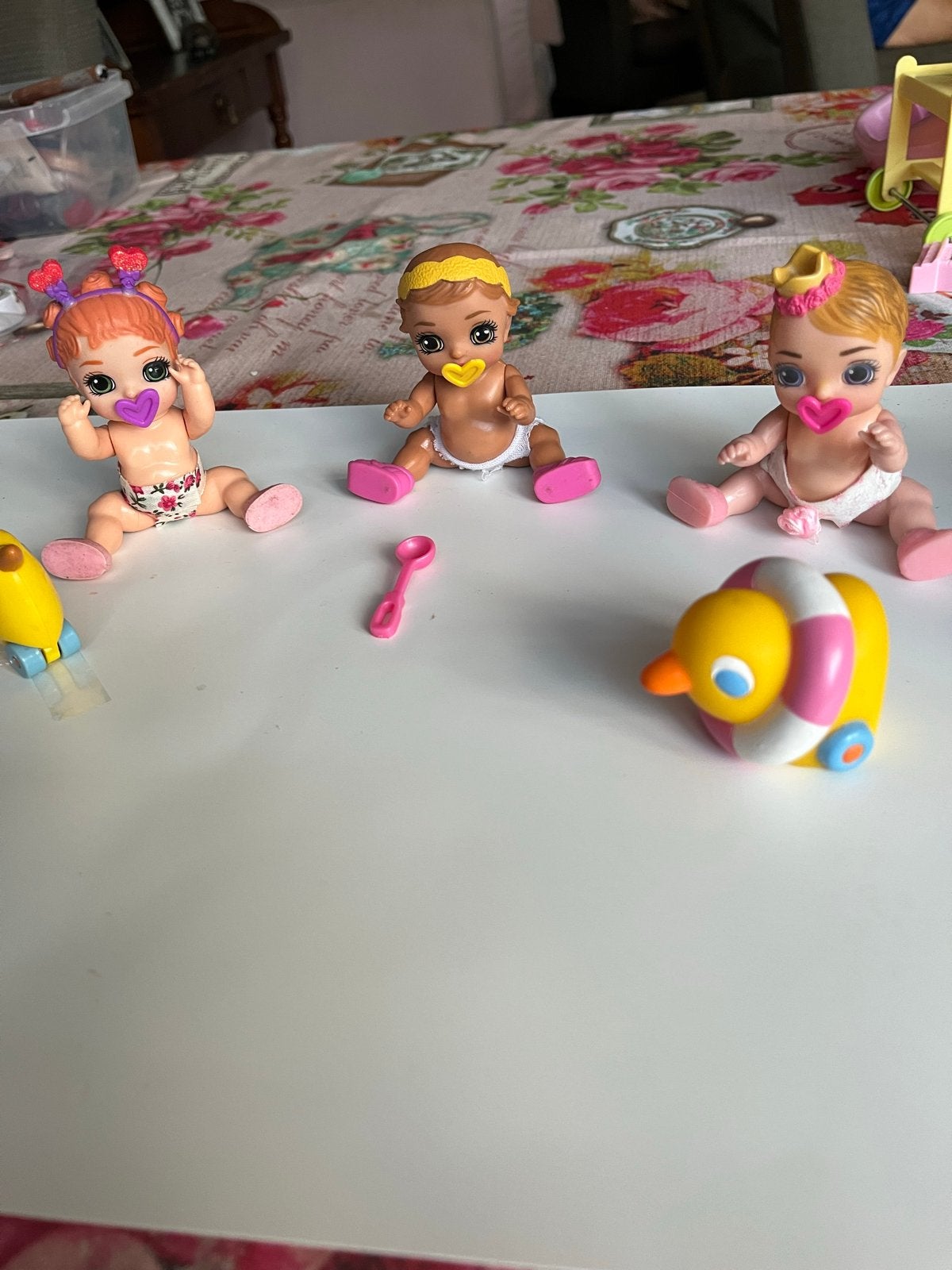 Mini Baby Born poppen set van 3 met accessoires, Ophalen of Verzenden, Gebruikt, Babypop