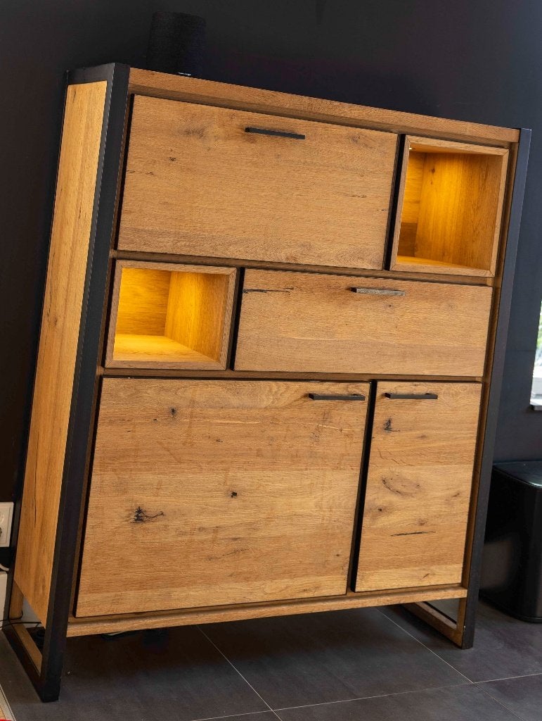 H&H designkast / opbergkast – Industriële uitstraling, Huis en Inrichting, Ophalen, 100 tot 150 cm, Zo goed als nieuw, 25 tot 50 cm