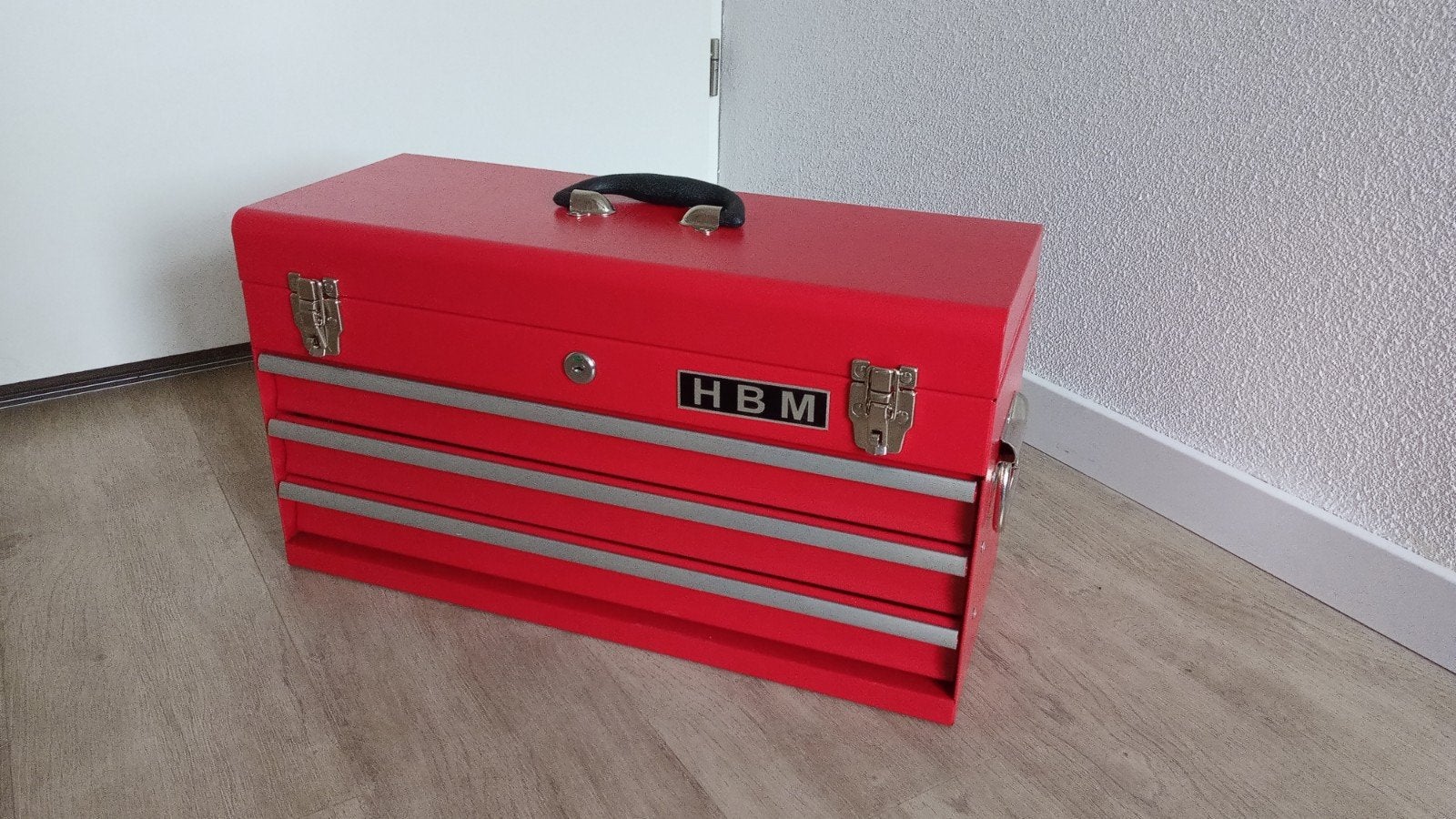 Rode metalen gereedschapskist van HBM, Ophalen of Verzenden, Zo goed als nieuw