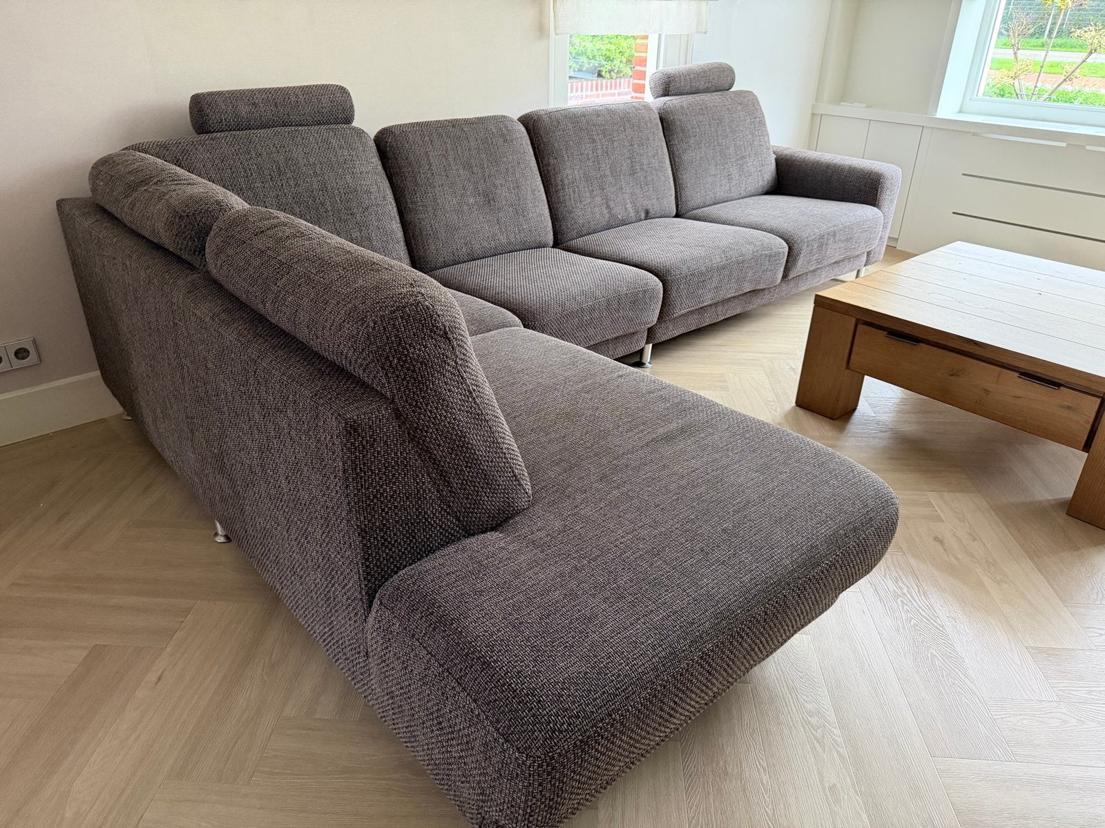 Comfortabele Hoekbank - Grijs Stof, Ophalen, Gebruikt, Hoekbank, 300 cm of meer