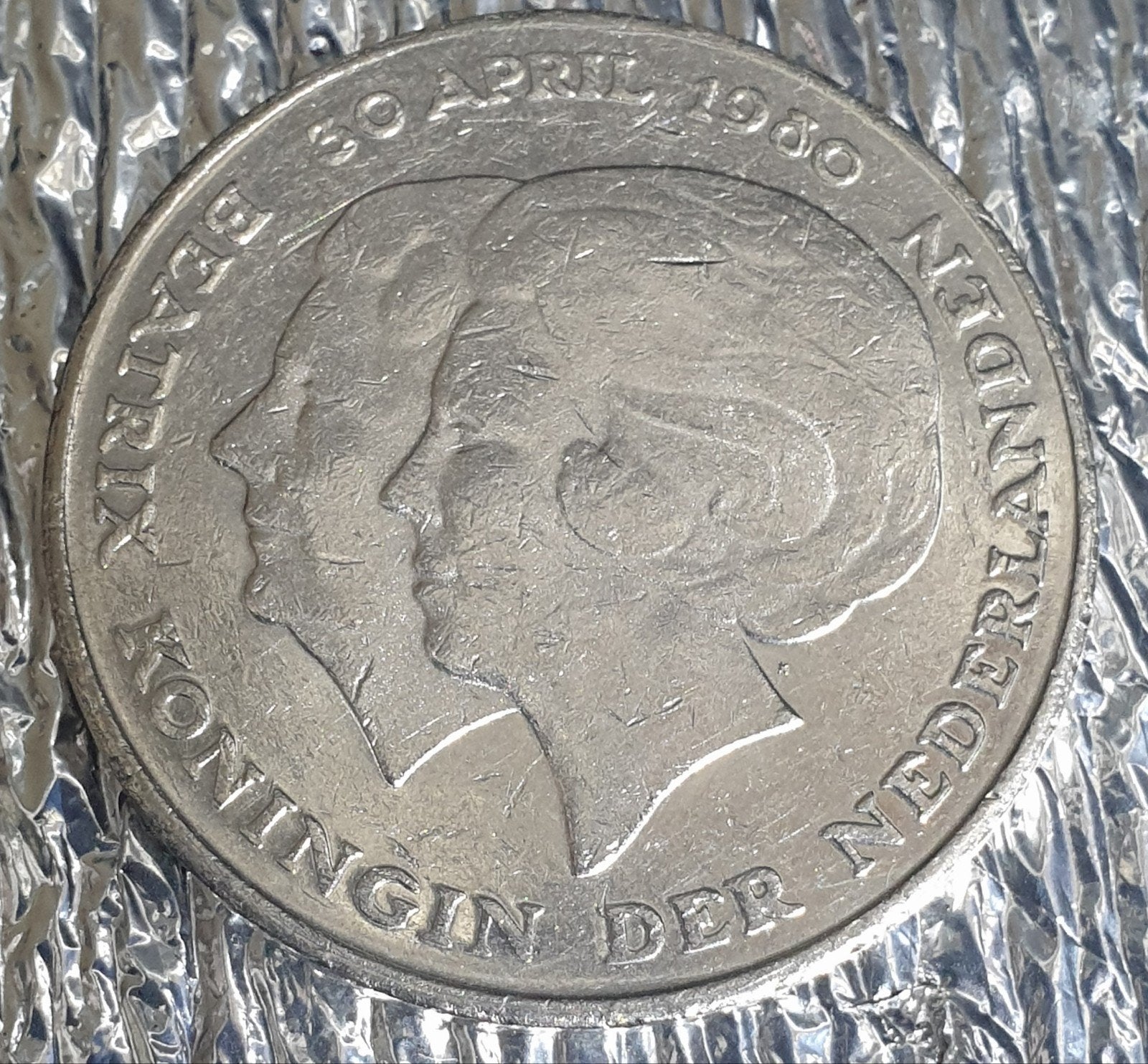 2½ Gulden 1980 Beatrix Juliana inhuldigingsmunt, Postzegels en Munten, Ophalen of Verzenden, Koningin Beatrix, 2½ gulden, Losse munt