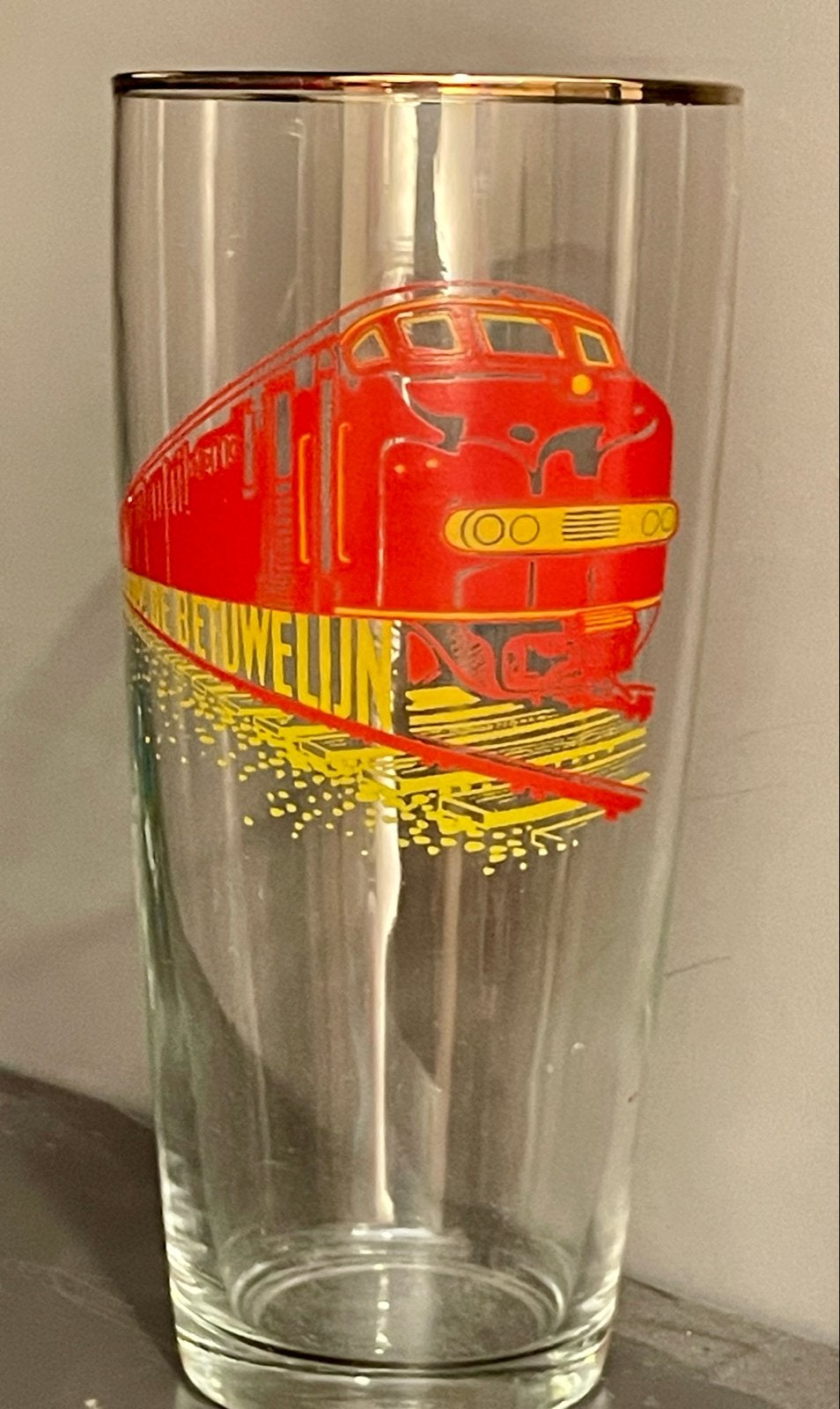 Vintage Betuwelijn Trein Glas - Uniek Verzamelobject, Ophalen of Verzenden, Gebruikt