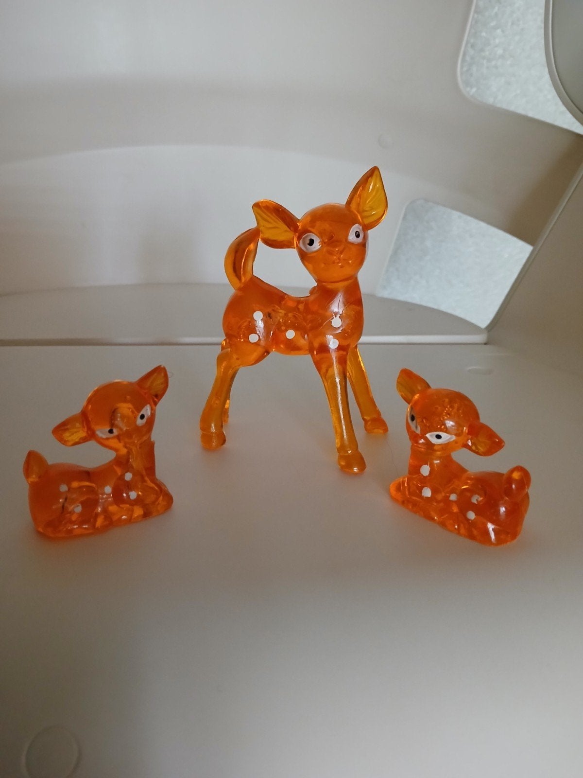 Vintage Beeldjes Bambi kunststof oranje Jaren 70., Ophalen of Verzenden