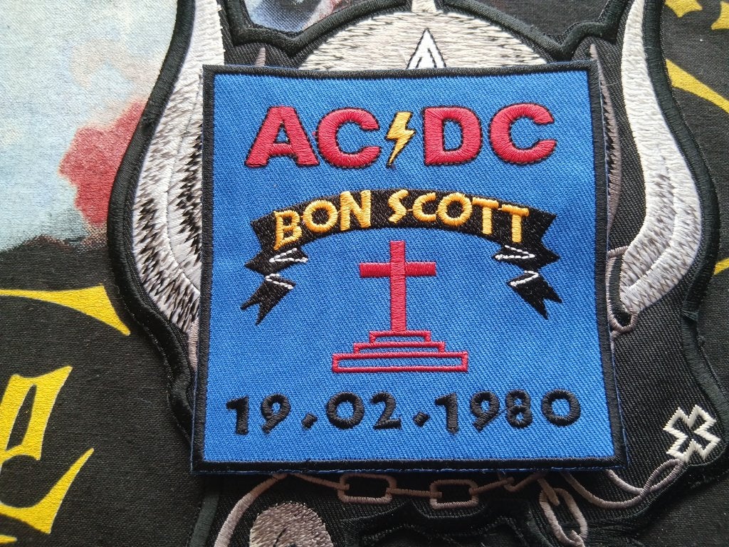 AC/DC  Bon Scott patch 23 --9.5 x 10 cm, Verzenden, Zo goed als nieuw, Foto of Kaart