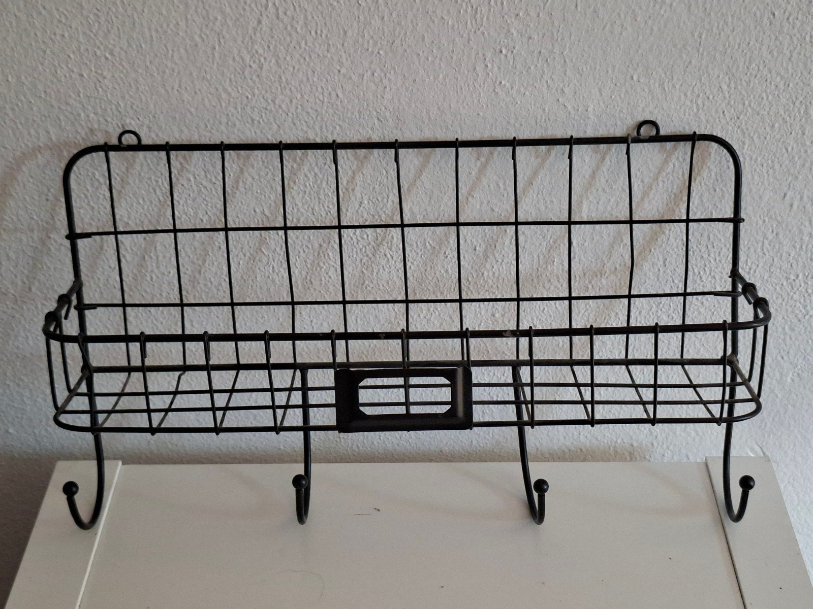 Rekje met haken voor keuken of toilet - Zwart metaal, Ophalen