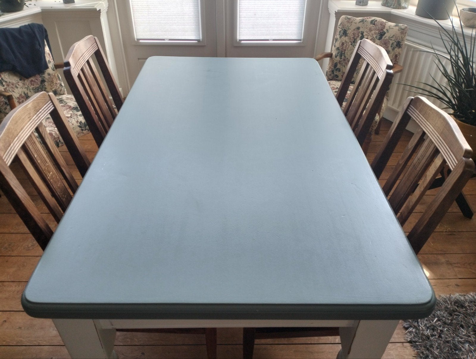 Vintage eettafel met 4 stoelen, Ophalen, Gebruikt, 100 tot 150 cm, 50 tot 100 cm