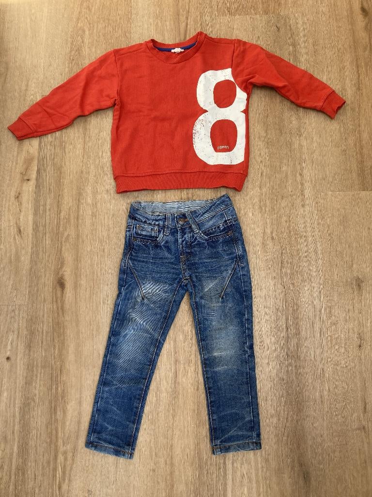 Setje jongen sweater en jeans maat 104, Ophalen, Zo goed als nieuw, Jongen, Setje
