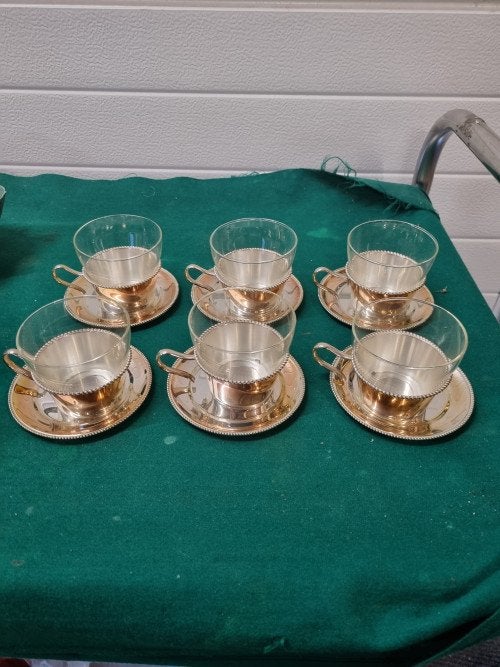 Theeglazen wmf zes stuks met schotel, Ophalen of Verzenden, 'T Olde Gre-j, Info@toldegrej.nl, Endepoelstraat 20f Didam