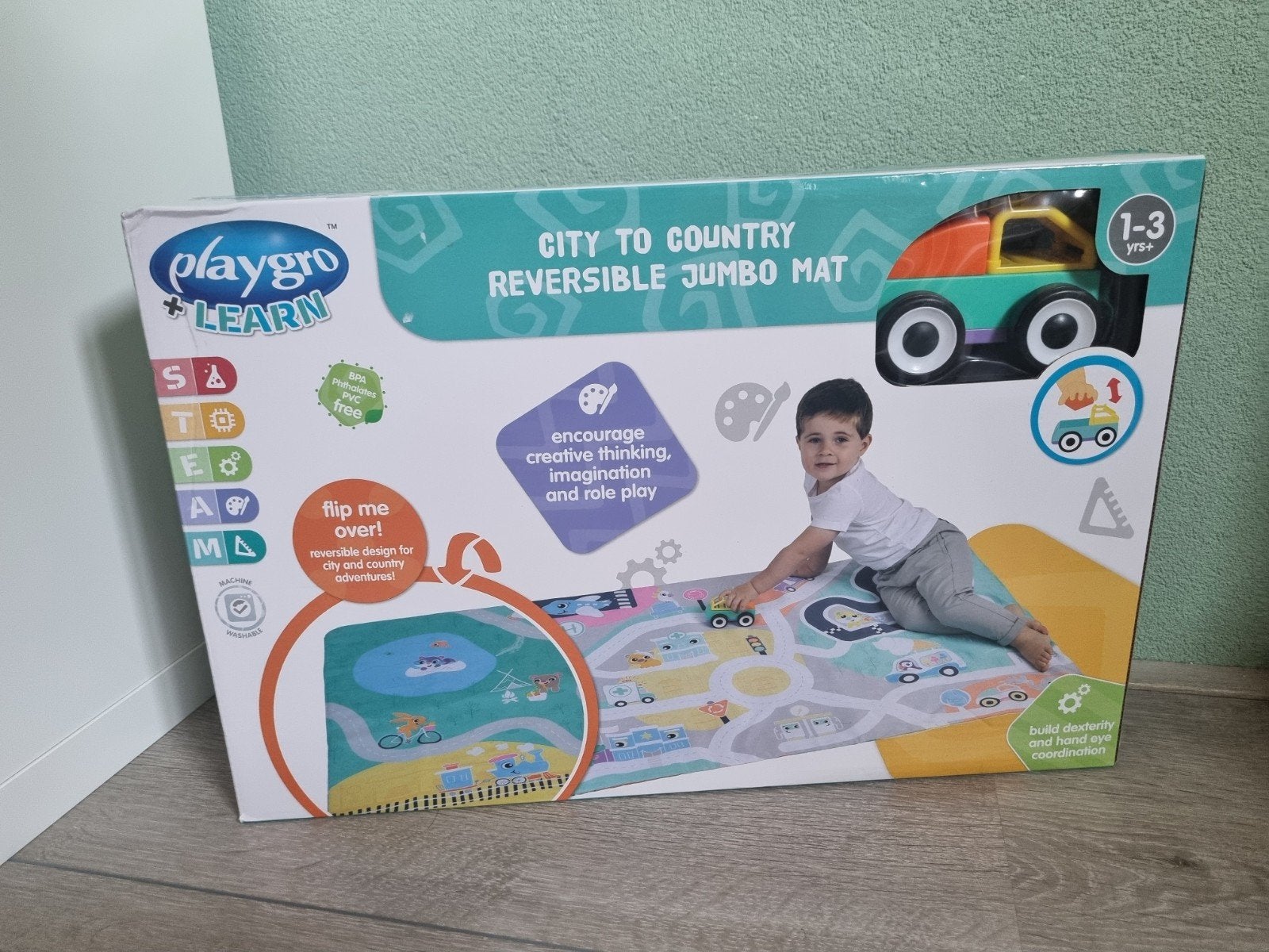 Playgro Learn City to Country Omkeerbare Jumbo Speelmat, Ophalen of Verzenden, Nieuw, Speelkleed
