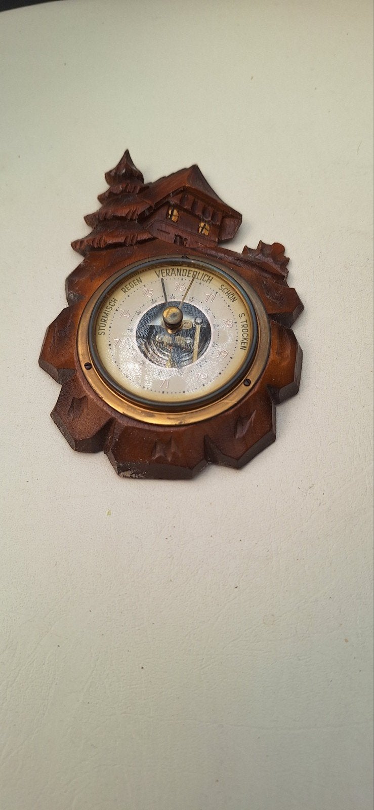Antieke Barometer Houten Huisje - Weerstation, Ophalen of Verzenden, Gebruikt, Barometer