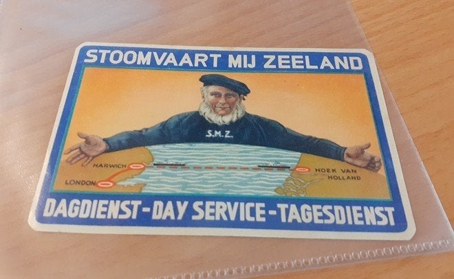 Stoomvaart Mij. Zeeland oud etiket, Ophalen of Verzenden, Zo goed als nieuw, Motorboot, Kaart, Foto of Prent