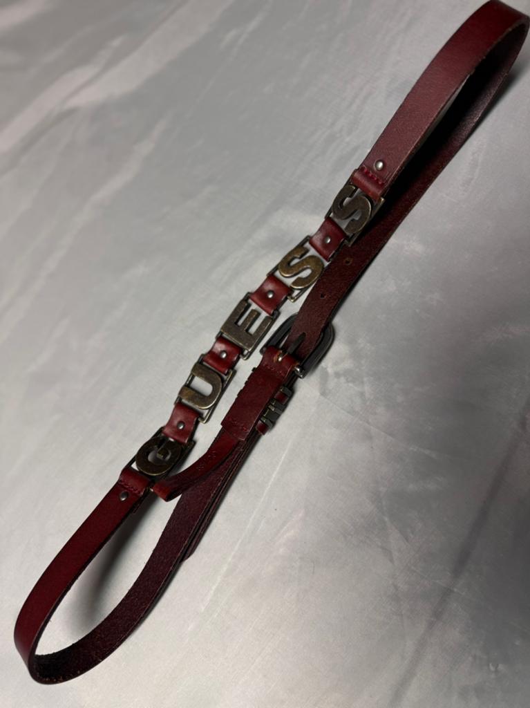 Bordeaux rode leren Guess riem. 95 cm., Minder dan 3 cm, Guess, Echt leder, 90 tot 100 cm
