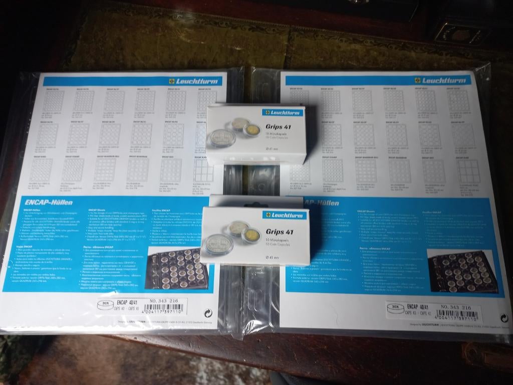LEUCHTTURM ENCAP BLADEN en CAPSULES voor challenge coins, Verzenden, Verzamelmap
