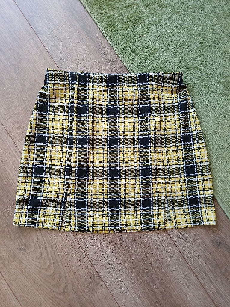 H&M gele tartan/plaid/geruit Clueless stijl rokje, maat S, H&M, Verzenden, Geel, Maat 36 (S)