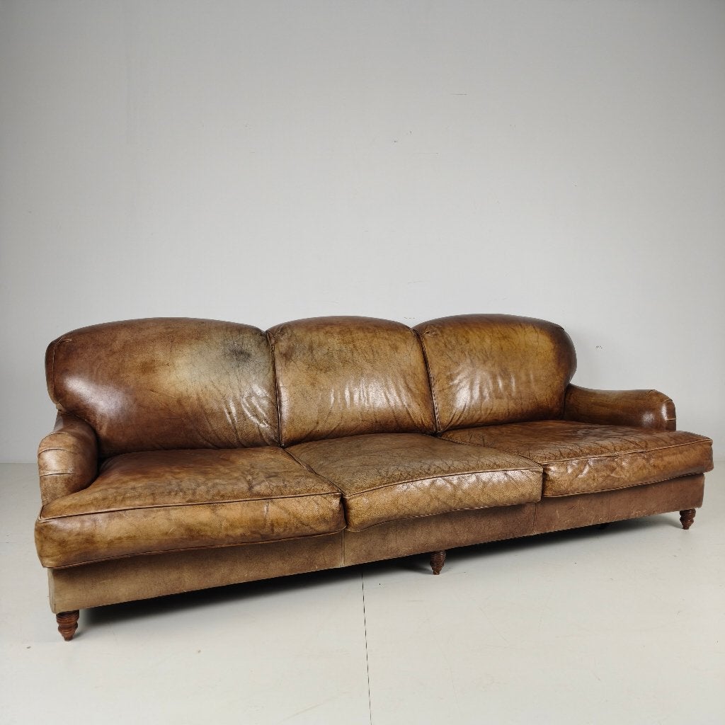 Engelse Howard & Sons style Leren Sofa – 20e eeuws, Antiek en Kunst, Ophalen of Verzenden