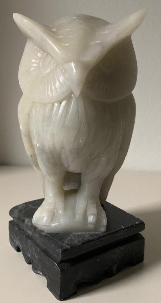 BEELD - WITTE UIL - 17,5 CM HOOG - WIT/GRIJZE ONYX, Antiek en Kunst, Kunst | Beelden en Houtsnijwerken, Ophalen of Verzenden