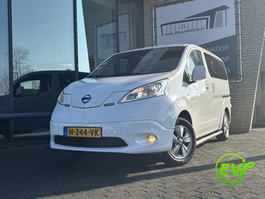 Nissan e-NV200 Evalia 40 kWh Connect Edition*7-PERS*ECC*CRUI, Stof, Zwart, 7 stoelen, Wit