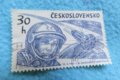 Postzegel Tsjechoslovakije Juri Gagarin ruimte 1964, Ophalen of Verzenden, Gestempeld, Overige thema's