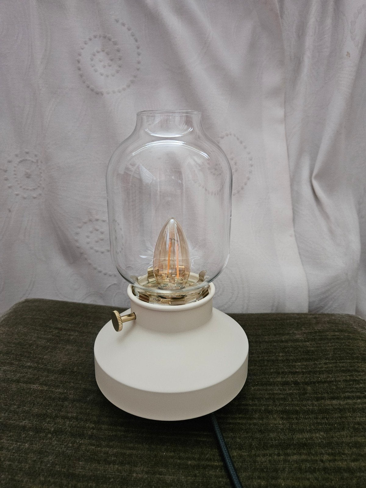Mooi schemerlampje, crème, Huis en Inrichting, Lampen | Tafellampen, Vintage, 25 cm, Dimbaar, Ophalen of Verzenden