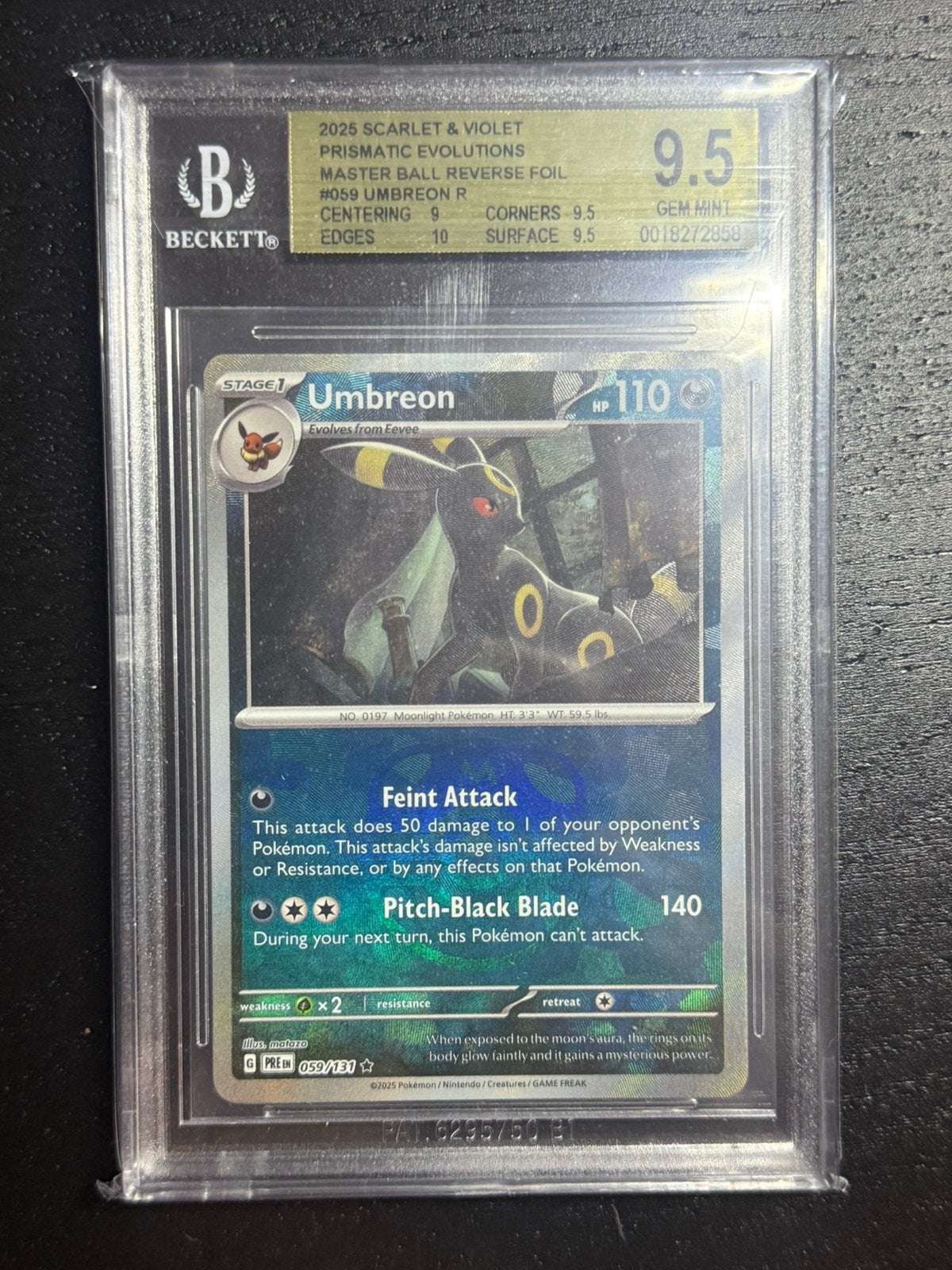Umbreon Master Ball Reverse 059/131, Hobby en Vrije tijd, Ophalen of Verzenden, Nieuw