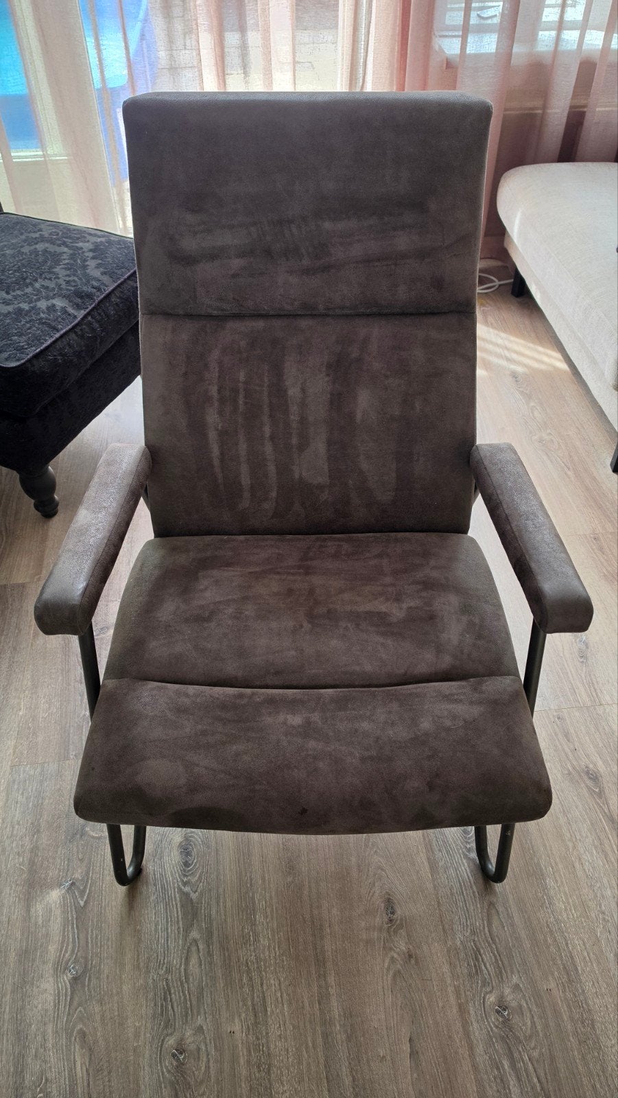Comfortabele antracietgrijze fauteuil - Zeer goede staat, Ophalen, 75 tot 100 cm, Zo goed als nieuw, Stof