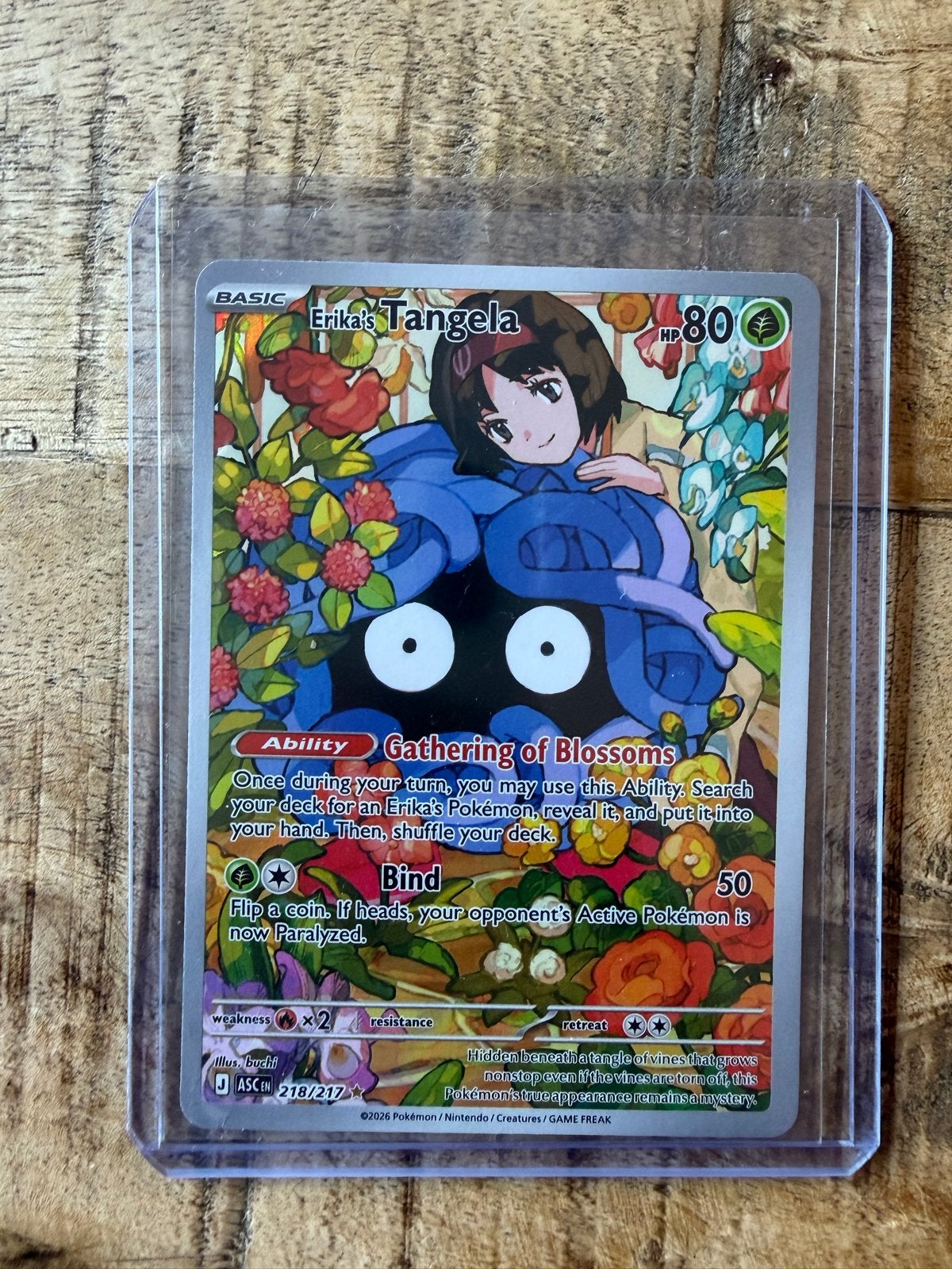 Erika's Tangela Pokémon Kaart 218/217 (Full Art), Ophalen of Verzenden, Zo goed als nieuw, Losse kaart