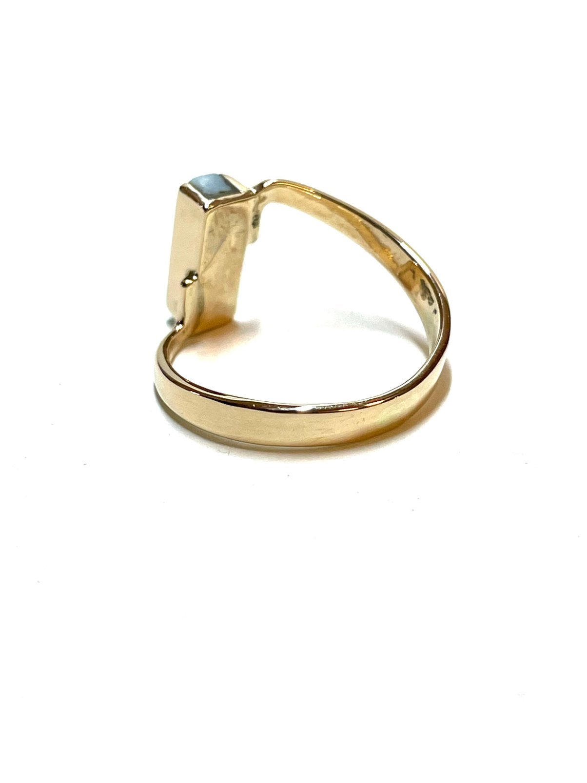 14k gouden ring met een larimar, -, -, Ophalen of Verzenden, Zo goed als nieuw