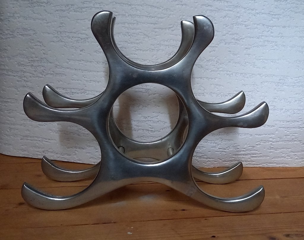 Aluminijm Wijnrek Flessenrek 6 flessen ''N.N.P. Sneek'', Ophalen of Verzenden, Overige typen