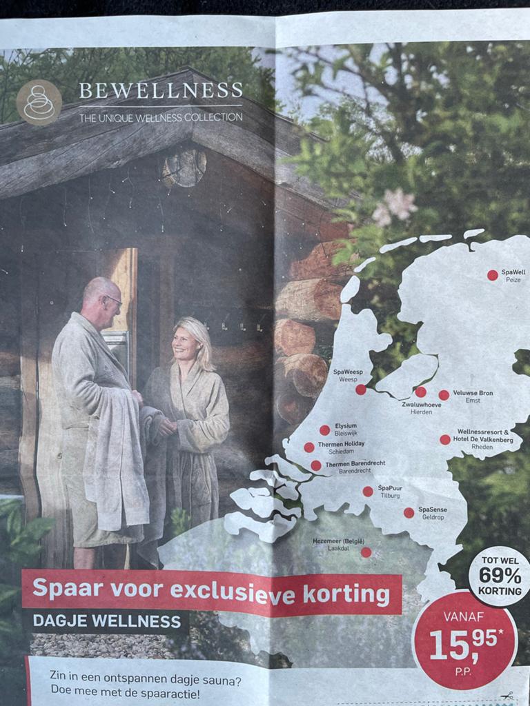 23 spaarzegels AD Libelle Wellness actie, Drie personen of meer, Kortingsbon, Spa of Sauna