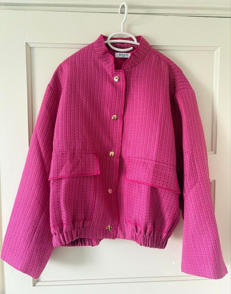 Tess V roze tweed bomberjack maat L - Nieuw, Ophalen of Verzenden, Nieuw, Maat 42/44 (L), Roze