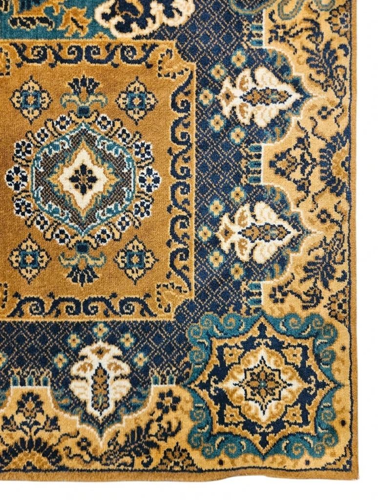 Vintage oosters wol vloerkleed goud oker Concerto 170x235cm, Crème, Gebruikt, 150 tot 200 cm, 200 cm of meer