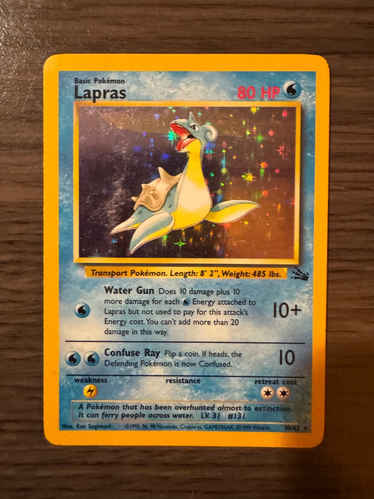 Pokémon Kaart Lapras 10/62 Fossil Set Holografisch, Ophalen of Verzenden, Losse kaart, Foil
