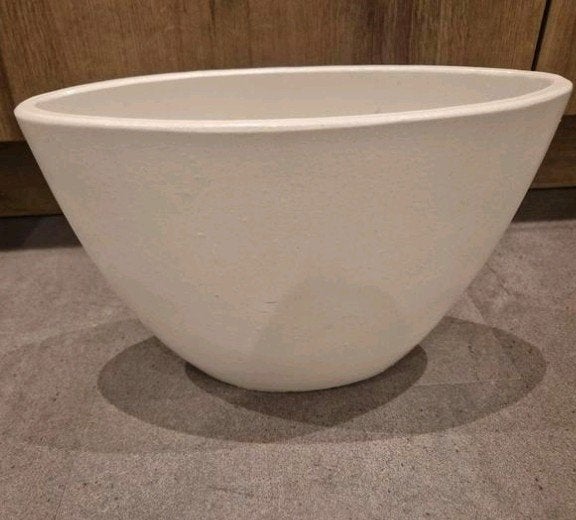 Witte ovale geglazuurde bloempot - 30 cm breed, 25 tot 40 cm, Binnen, Ophalen of Verzenden, Zo goed als nieuw