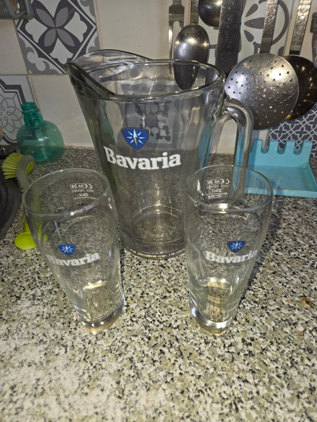 Bavaria bierglazen met schenkkan, Verzamelen, Ophalen of Verzenden, Gebruikt, Overige typen