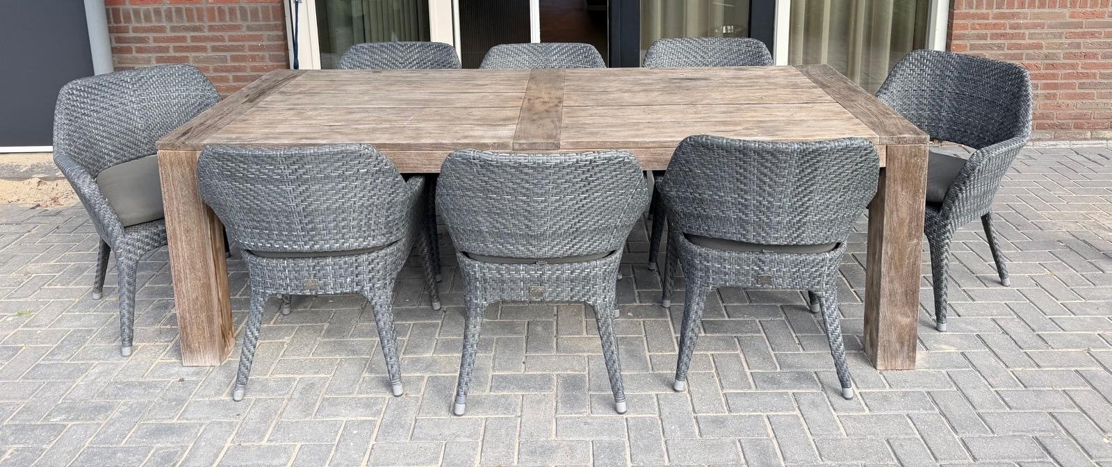Luxe 4 Seasons Tuinset met 8 stoelen en zware tafel, Ophalen, Gebruikt, Eettafel, 8 zitplaatsen