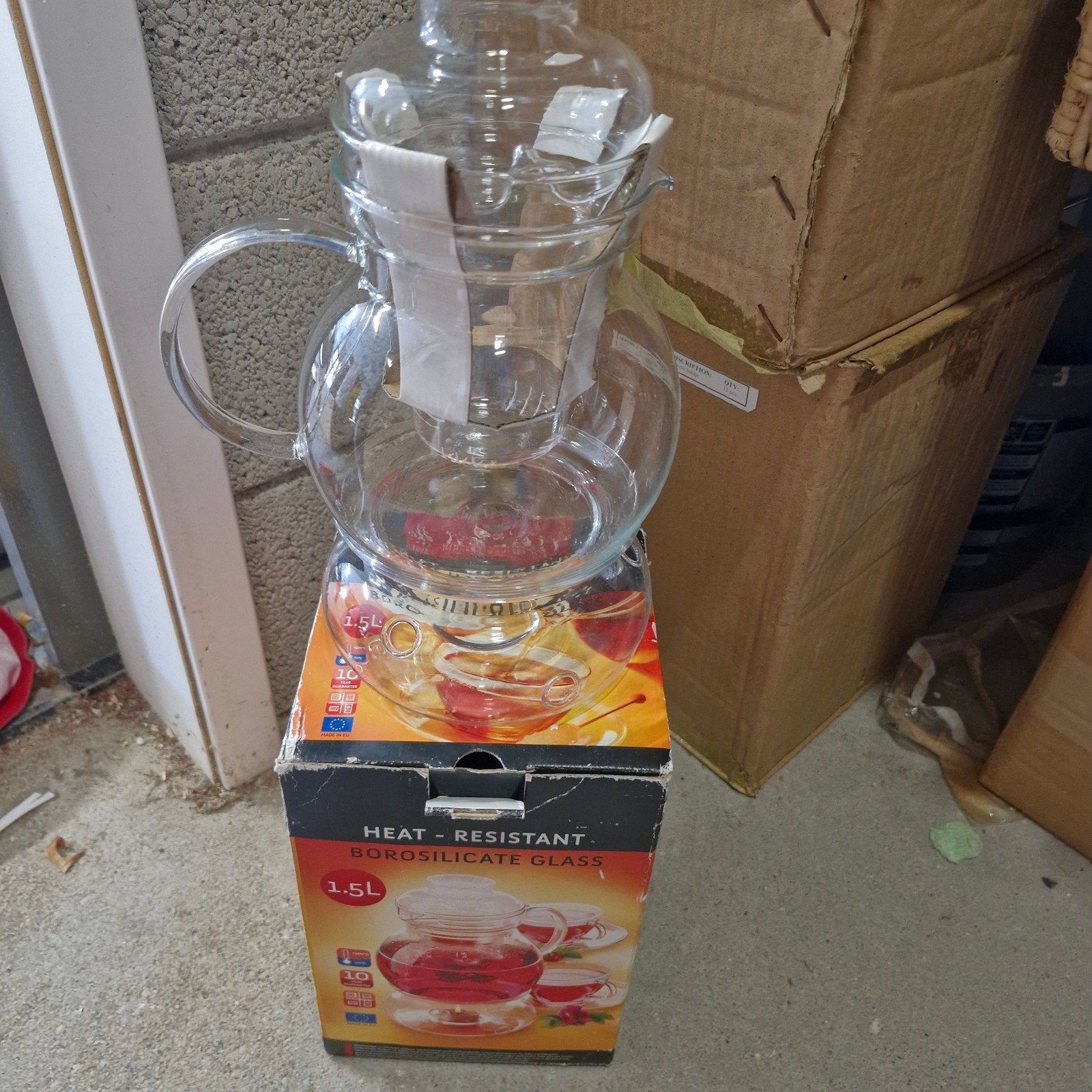 Nieuwe theepot met glazen filter Borosilicaat Glas, Theepot/fluitketel, Ophalen of Verzenden, Nieuw, Glas