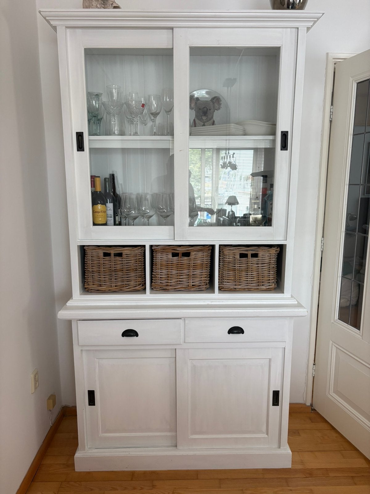 Sfeervolle witte houten buffetkast - Riviera Maison stijl, Ophalen, 100 tot 150 cm, 200 cm of meer, Landelijk, Riviera Maison
