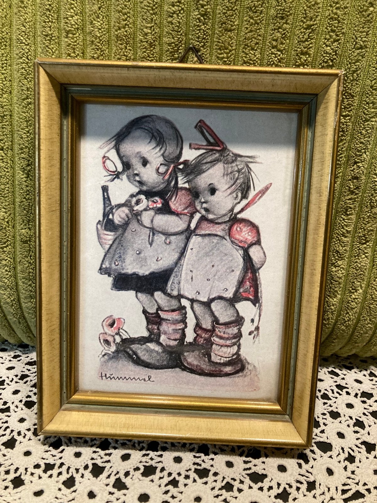 Vintage hummel schilderijtje (120326), Ophalen of Verzenden, Prent, Achter glas