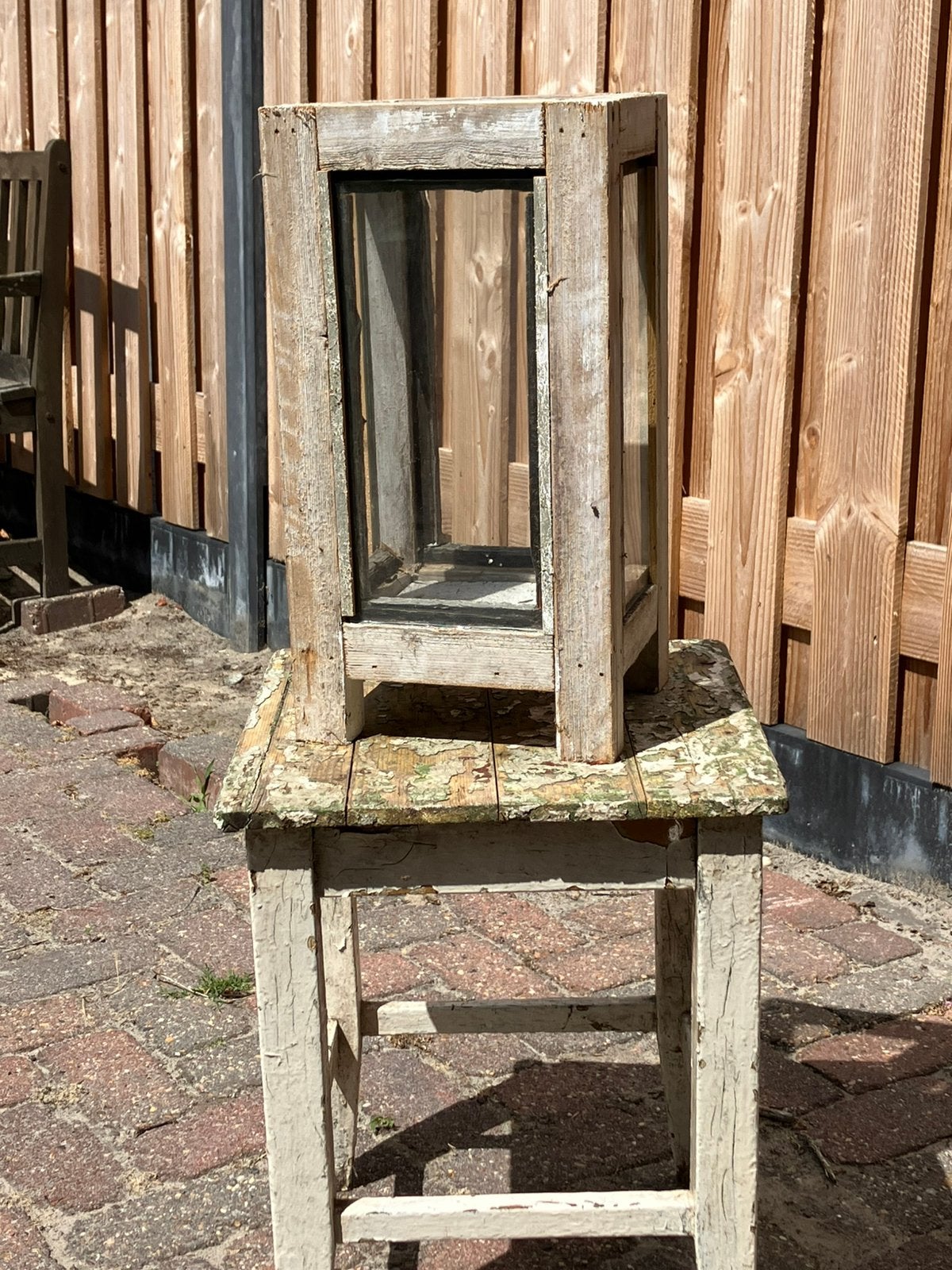 Houten windlicht, Ophalen, Gebruikt, Hout