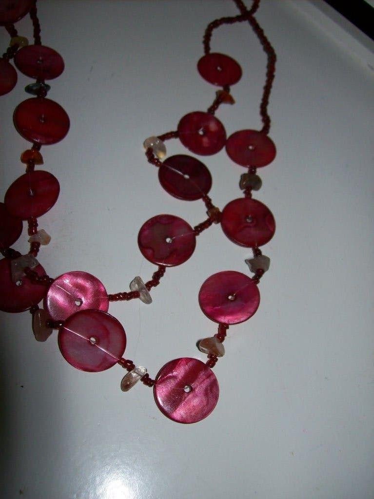 Ketting Bruine steentjes Fraaie Roze Parelmoer Hangers, Sieraden, Tassen en Uiterlijk, Kettingen, Verzenden, Nieuw, Steen of Mineraal