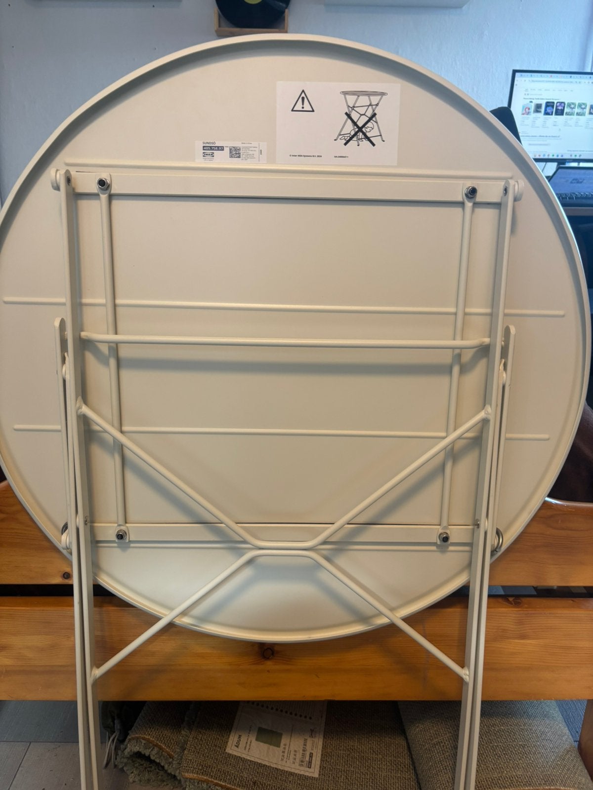 IKEA Sündso witte tuintafel, Tuin en Terras, Ophalen, Nieuw, Rond, Metaal
