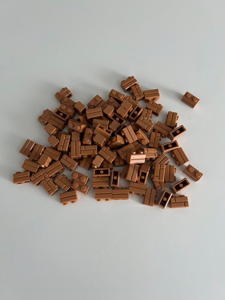 Lego steen met muurmotief 1x2 Nougat - 100 stuks - Nieuw, Overige thema's, Lego, Nieuw, Ophalen of Verzenden