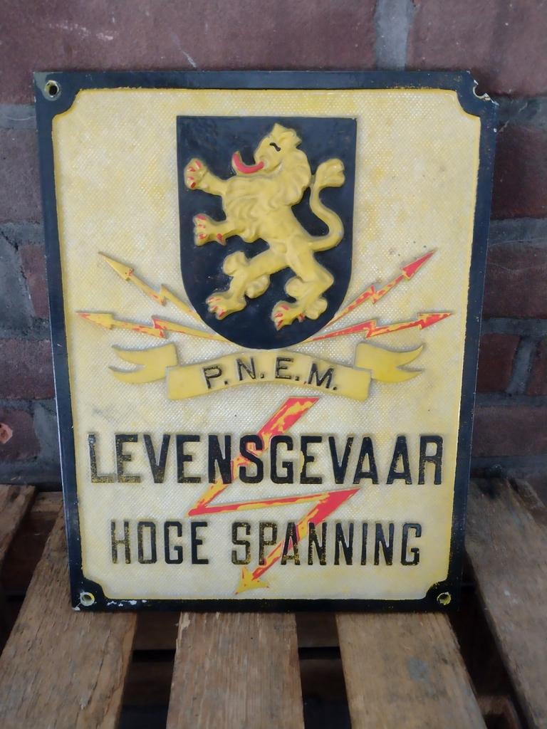 P.N.E.M. levensgevaar bordje., Verzamelen, Ophalen of Verzenden, Reclamebord