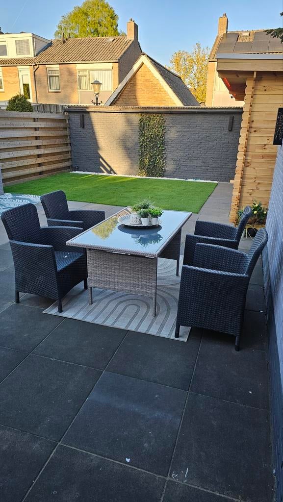 Gebruikte tuinset, Tuin en Terras, Tuinsets en Loungesets, Ophalen, 4 zitplaatsen, Gebruikt, Wicker