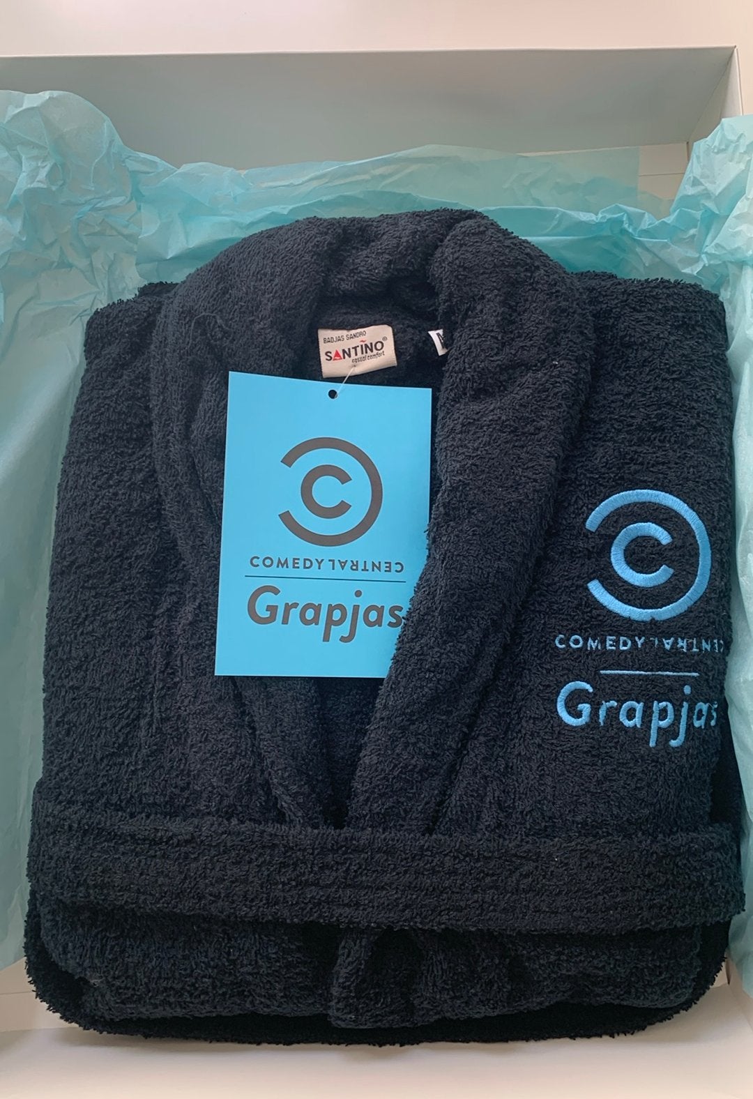 GRAPJAS Comedy Central badjas in cadeaudoos - M/L, Ophalen, Maat 48/50 (M), Blauw